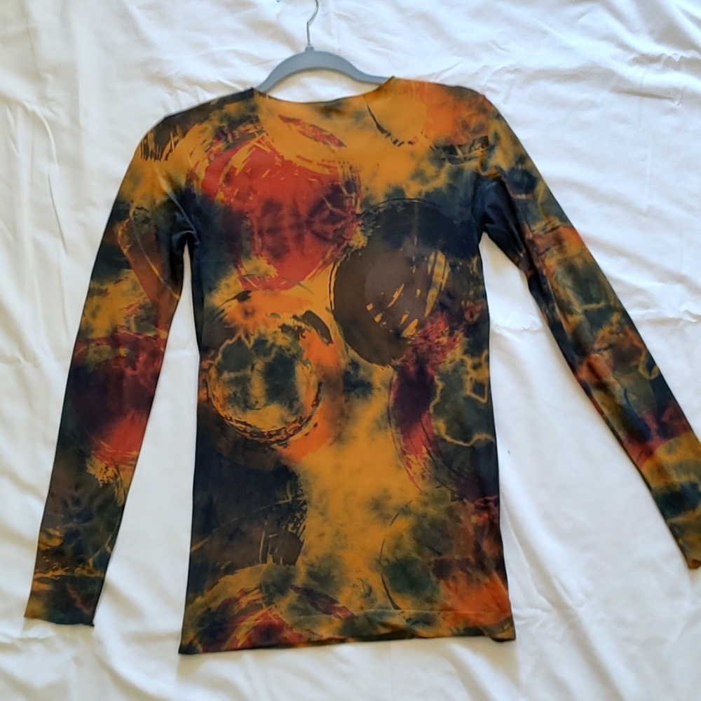 AMB Designs Semi Sheer Abstract Print Layering Top